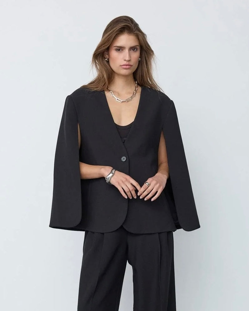Co'Couture - Vola Cape Button Blazer