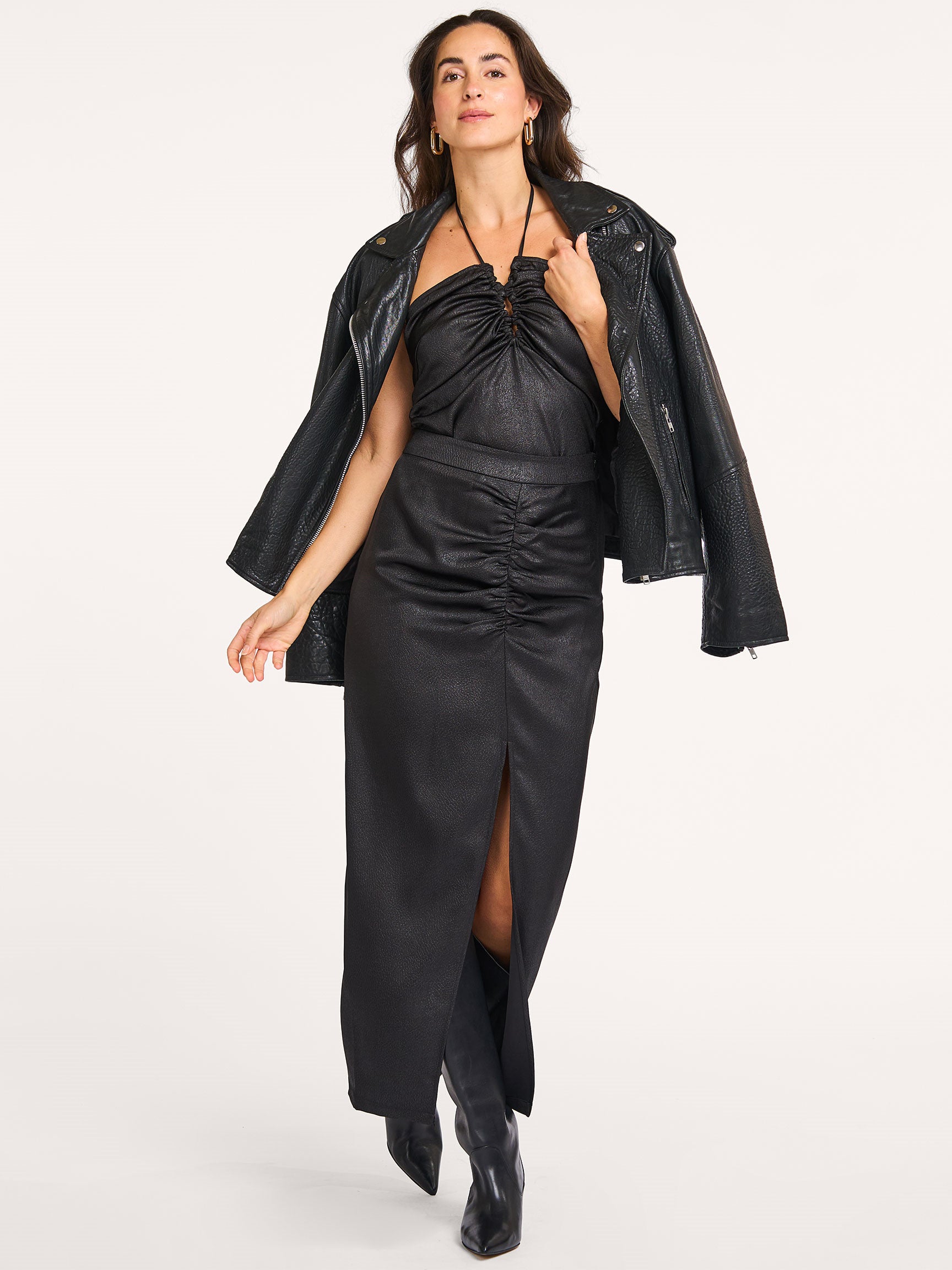 HAUTE L'AMITIÉ - New Chrisse Drape Slit Skirt