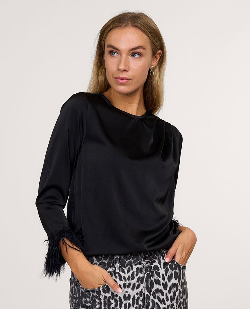 Co'Couture - Adna Drape Feather Blouse