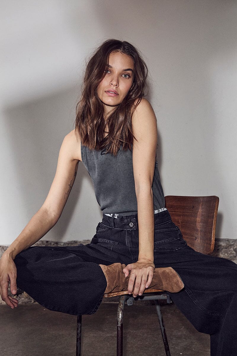 HAUTE L'AMITIÉ - Rib Badge Acid Stone Tank