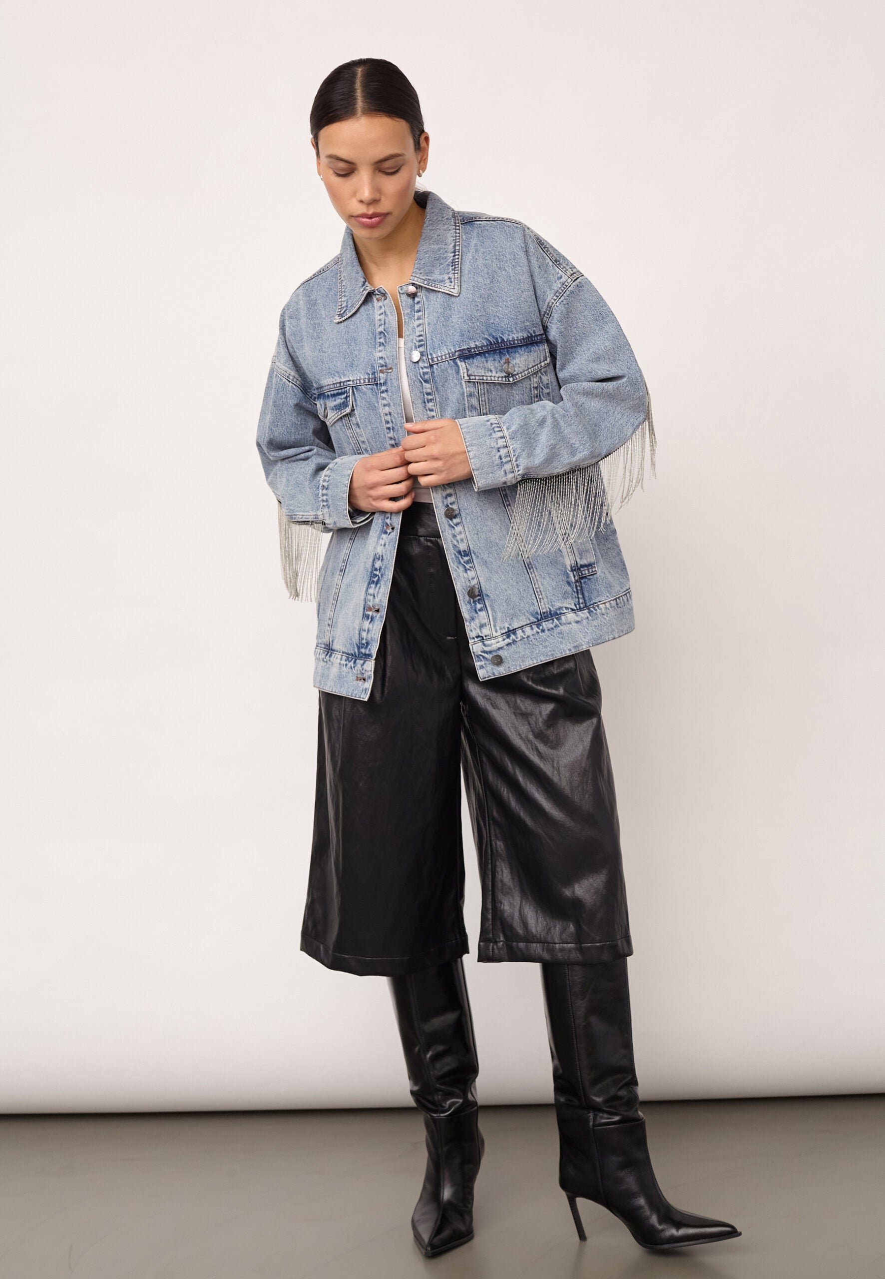 Co'Couture - Denise Denim Fringe Jacket