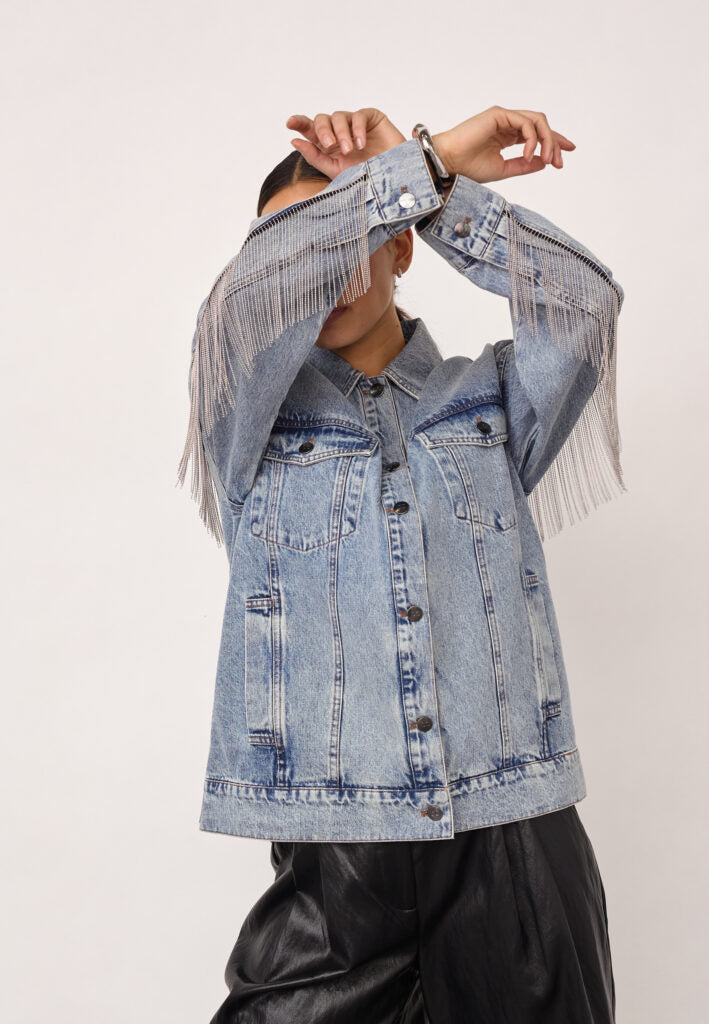 Co'Couture - Denise Denim Fringe Jacket