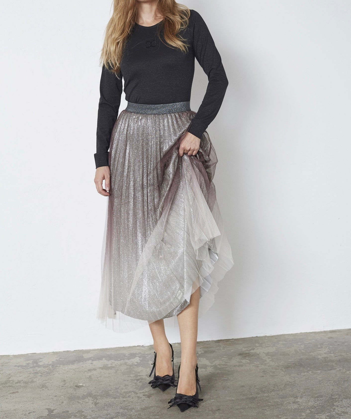 Co'Couture - Glitter Plissé Skirt