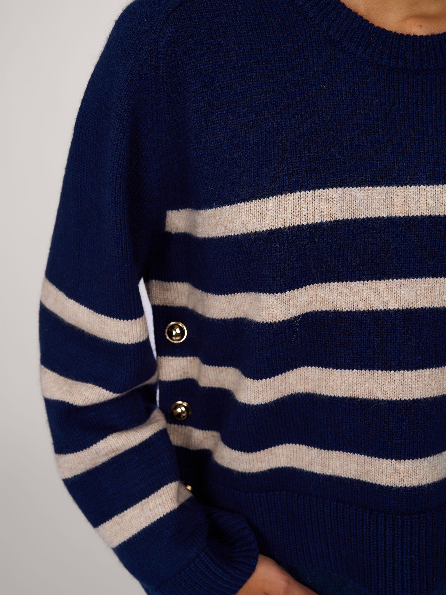 Co'Couture - Maja Button Stripe Knit