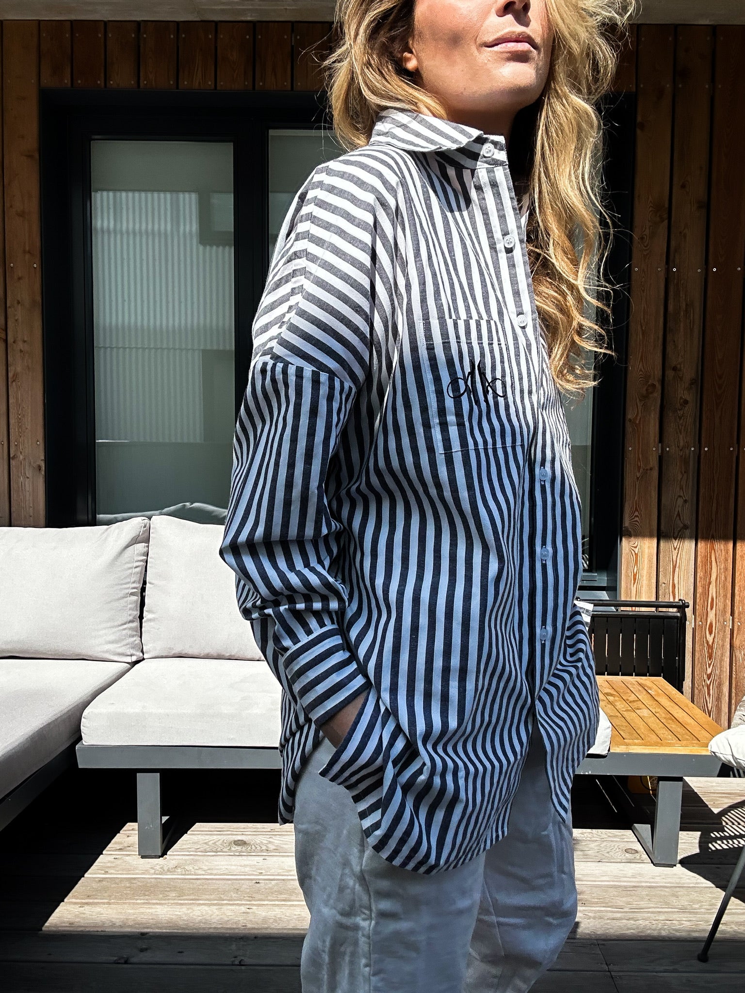 AndreA - Oversized Shirt Striped Long