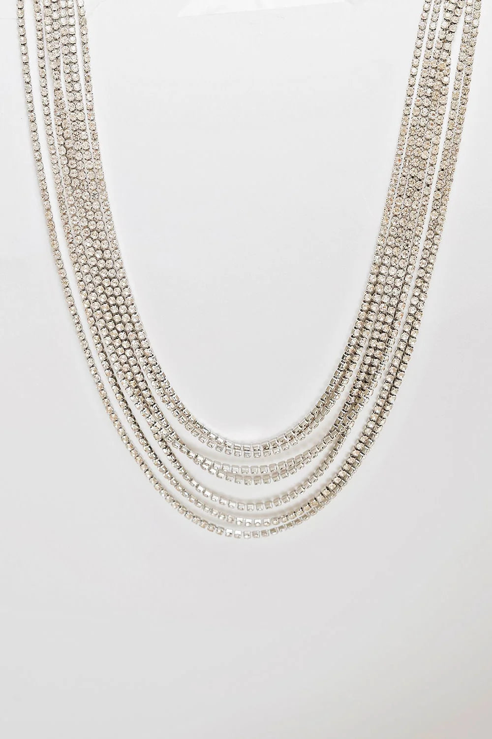 BOW19 - Rhinestone Multi Row Necklace