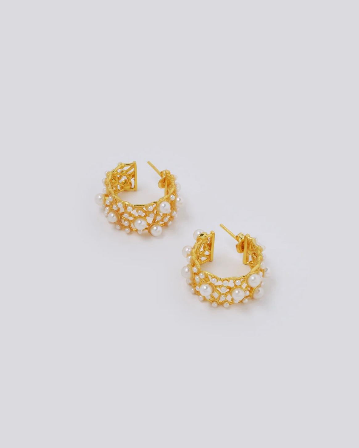 Dinari Jewels - Pearl Lace Gold Earrings